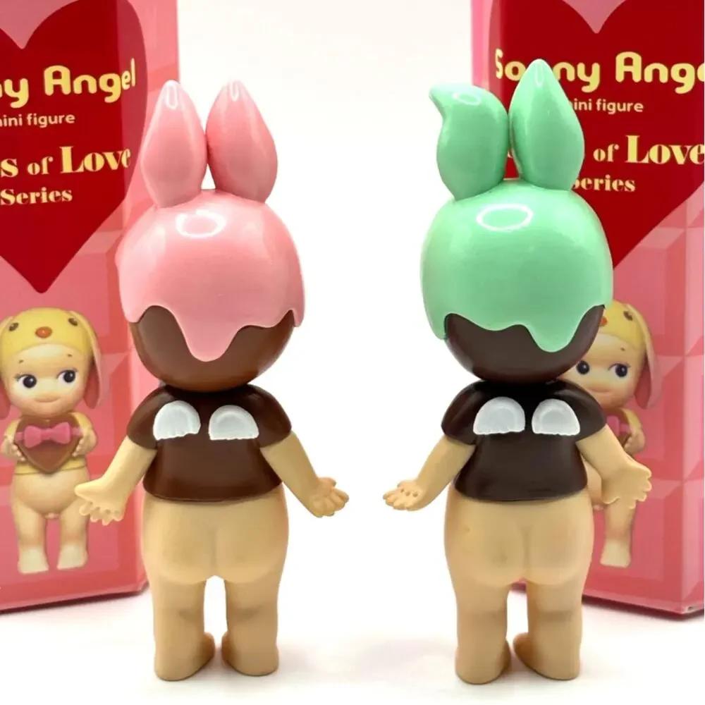 Set of 2 New Unbranded Kewpie/Angel Rabbit Mini Figures, w/Love You on Shirts